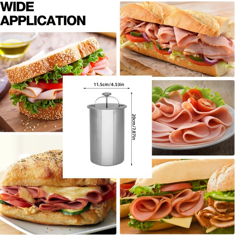 Stainless Steel Meat Press Mold with Thermometer | 304 Stainless Steel, Ideal for Making Homemade Healthy for deli Poultry Patty, Funny Kitchen Gift for Women and Men