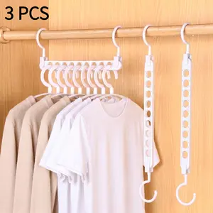 3 PCS Household 9-Hole Hanger, Multi-Functional, Foldable, Rotatable, Magic Closet Storage, Space-Saving, Hanger Rack, Modern Minimalist-YY1