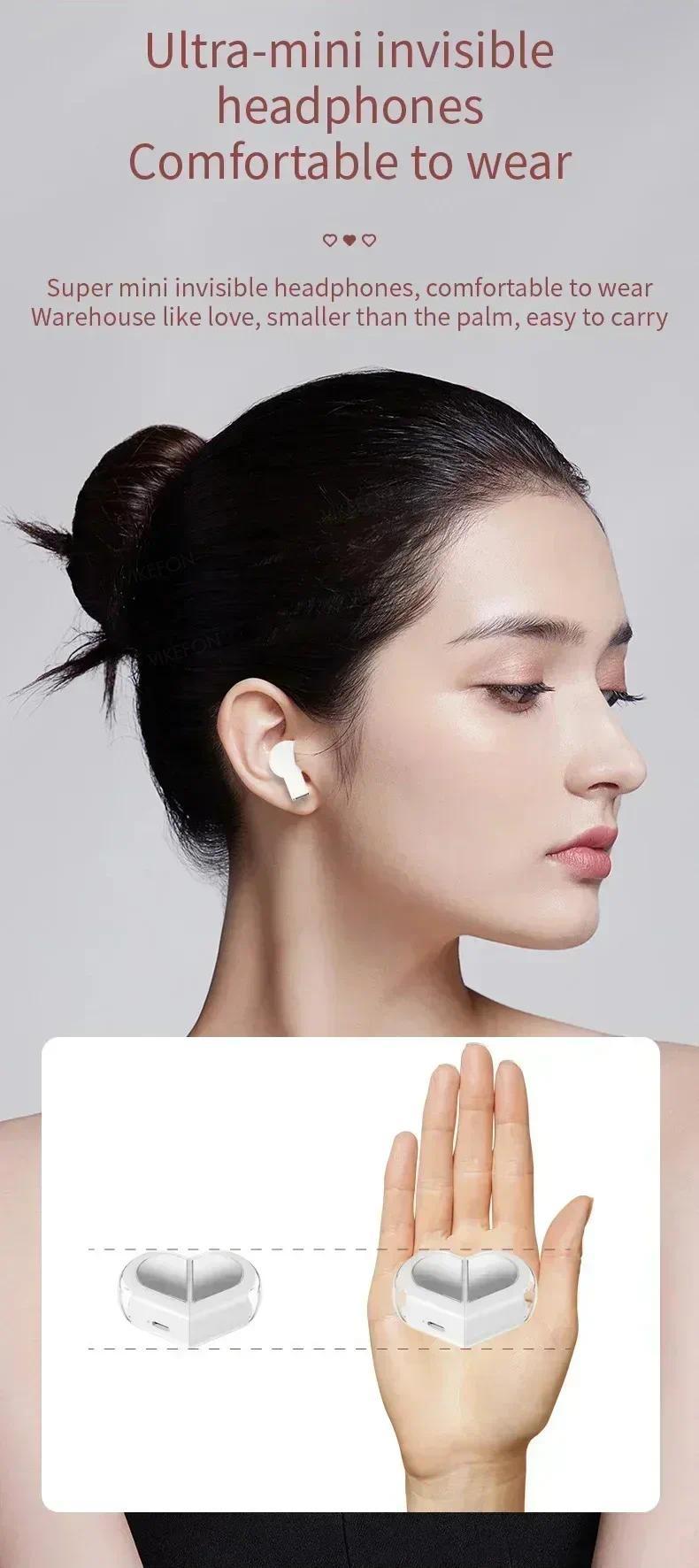 NEW Wireless Earbuds Stereo Earphone Rotatable Love Heart Shaped Charging Case Low Latency Headphones For Phone Tablet Deep Bass audio music video small ear tws in-ear