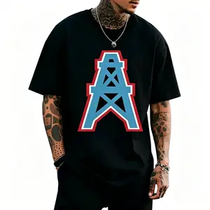 🔥 🌆 Retro Heavy Cotton Houston Oilers Printed T-Shirt, 100% Skin Friendly Pure Cotton Fabric, Eye-Catching Bold Graphic, S-4XL Unisex For Men Women, Vintage Sports Streetwear Casual Daily Outfit