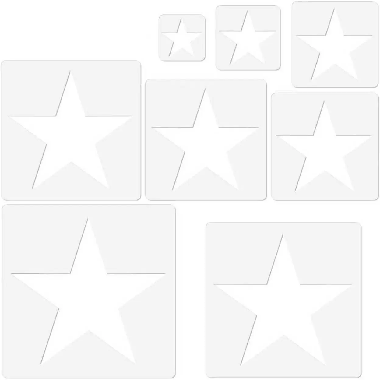 8 Pcs Large Star Stencil Set,8 Size Reusable PET Patriotic Stars Stencils for Painting on Wood,Wall,Fabric,Pallet Flag,5-Point Star Template Spray Paint Supplies for DIY Craft,4th of July Décor