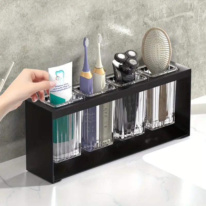 1 bathroom water storage rack, with a drainage board and a transparent toothbrush holder, a multi-functional toothbrush and toothpaste storage device, bathroom accessory, Toothbrush Organizer