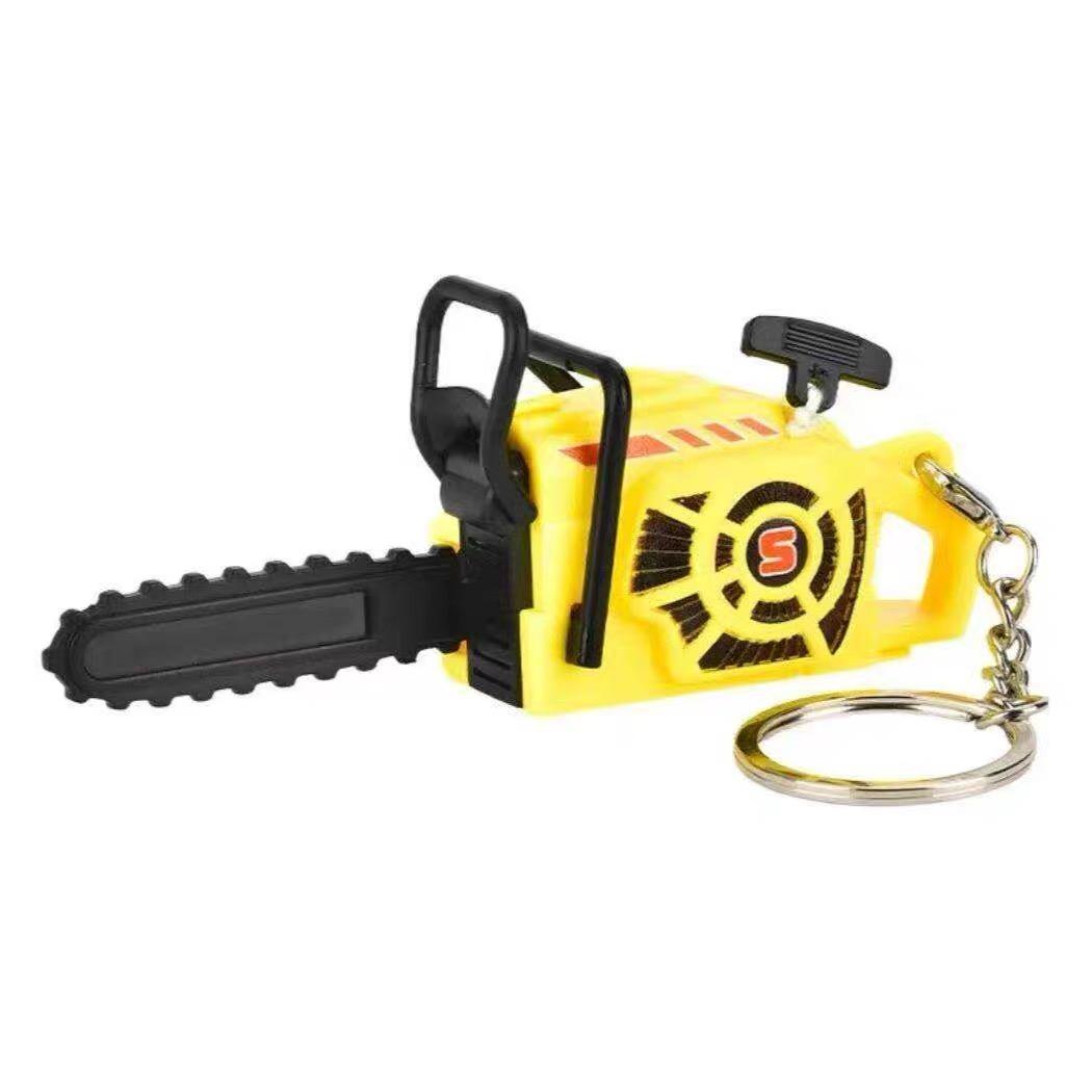 Creative prank pull-string sound-making bag pendant mini realistic funny lawn mower model chainsaw keychain gift for friends
