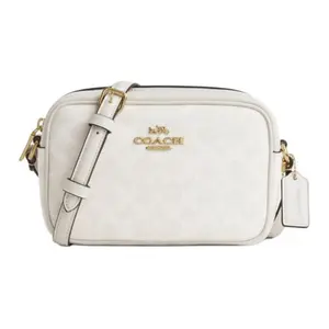 Coach Jamie 20 Camera Bag – Small Crossbody Shoulder Bag for Women, Faux Leather with Logo Zip Closure, Chalk White