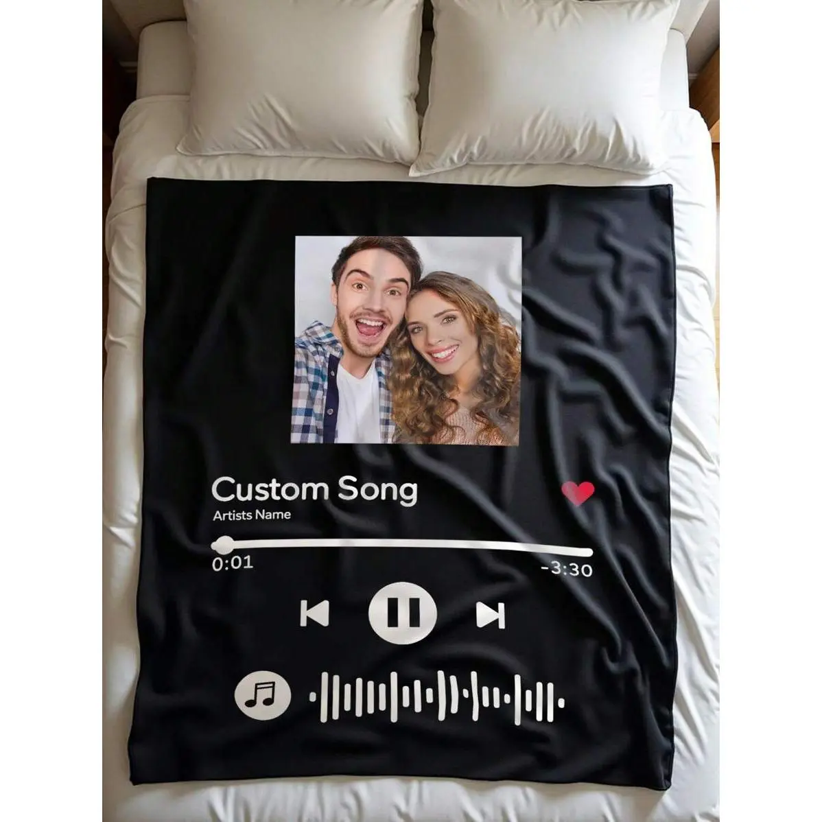 Personalized Photo Print Blanket - Customizable with Your Text, Multi-Size, Exclusive Customization for Couples, Ideal Christmas Birthday Anniversary Gift