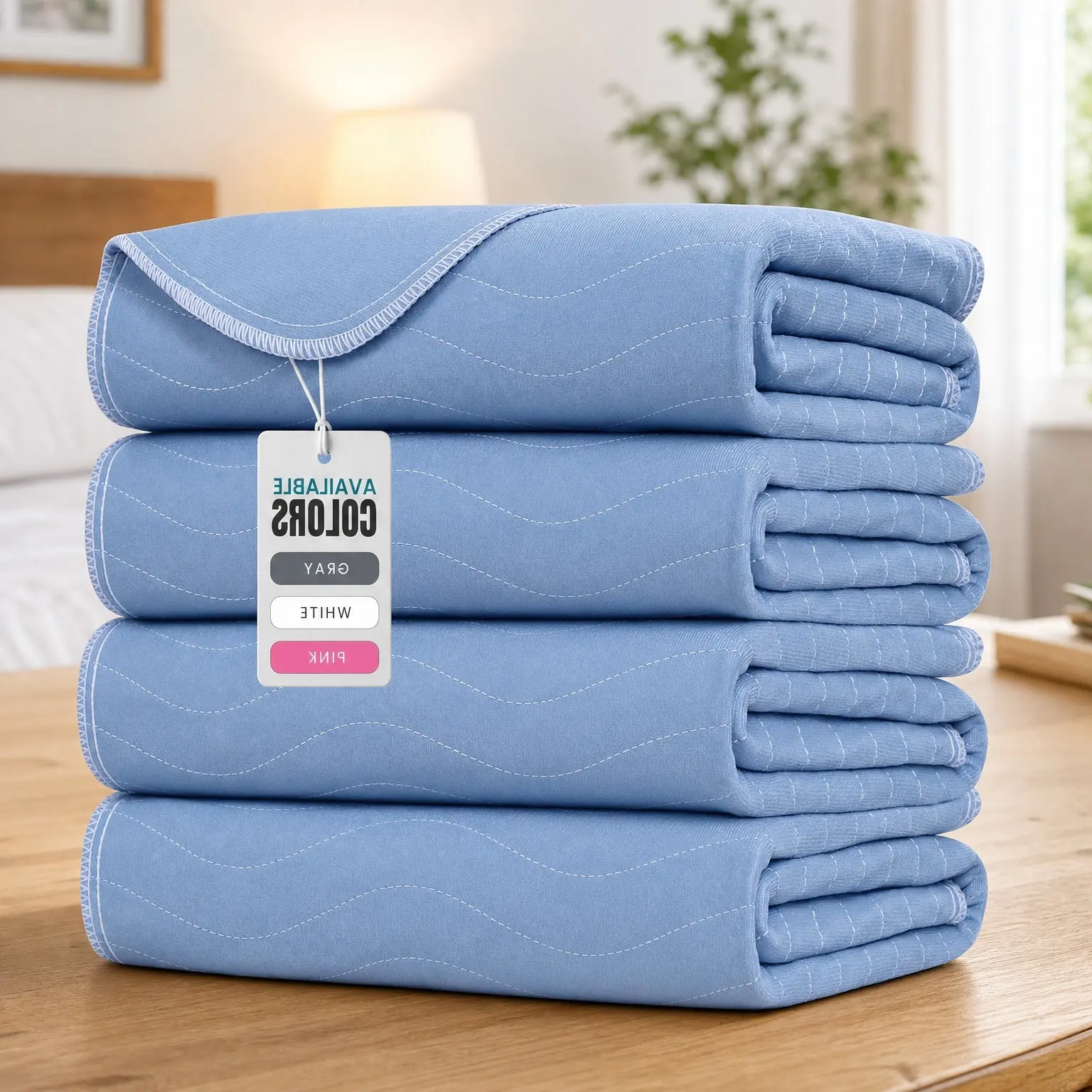 4 Pack Waterproof Reusable Heavy Absorbency Incontinence Bed Pads 34" x 36" - Washable Underpads, Chuck Pads for Adults, Kids, Elderly & Pets, Bedwetting Protection for Sofa and Couch, BlueGift