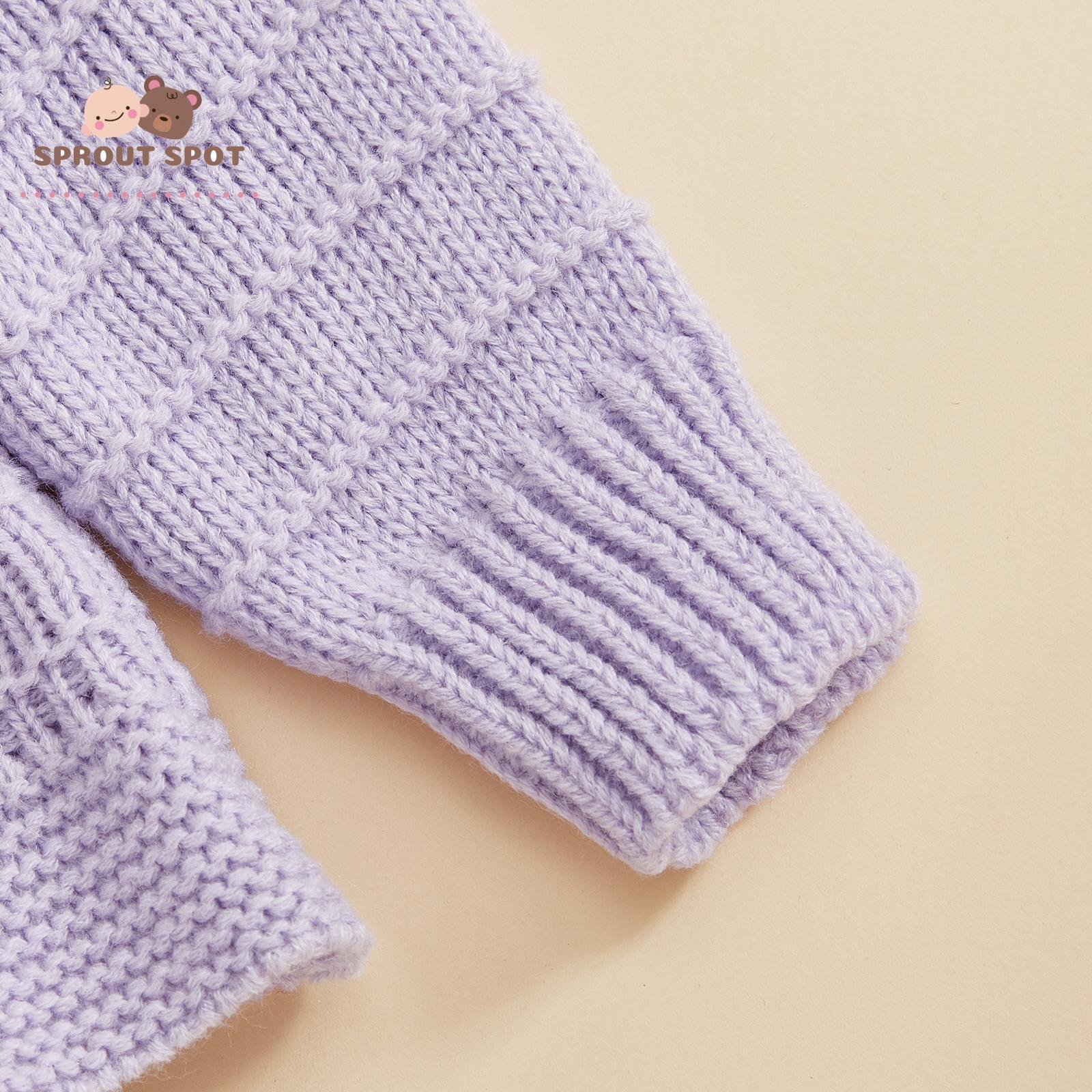 Toddler Baby Girl Knitted Cardigan Solid Color Long Sleeve Crew Neck Button-up Sweater Casual Winter Fall Clothes