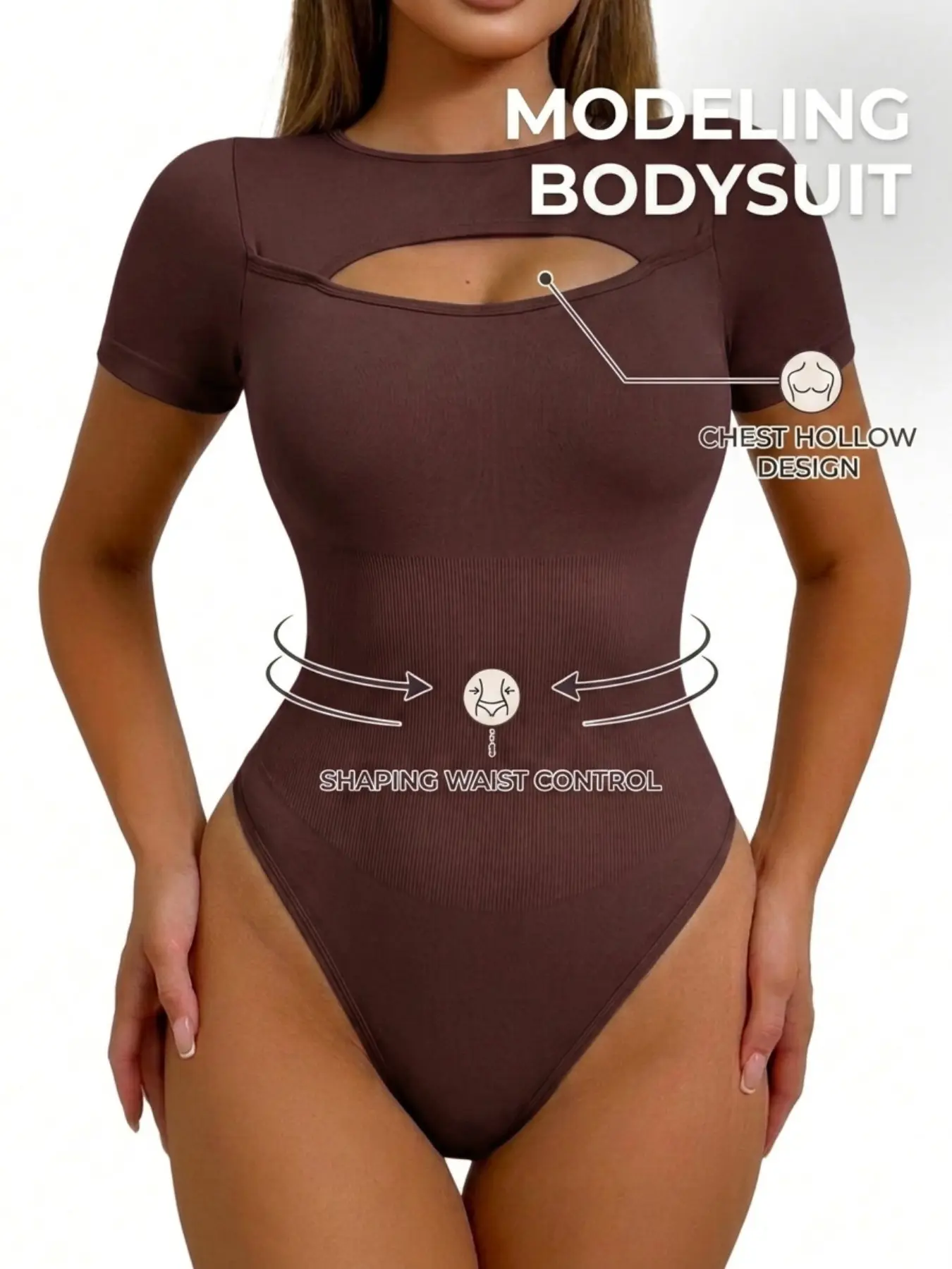 Women's Short Sleeve Bodysuit, Bodycon Slimming Ruched Design, Sexy One-Piece Top, Ideal for Layering & Club Wear, Perfect for All Seasons