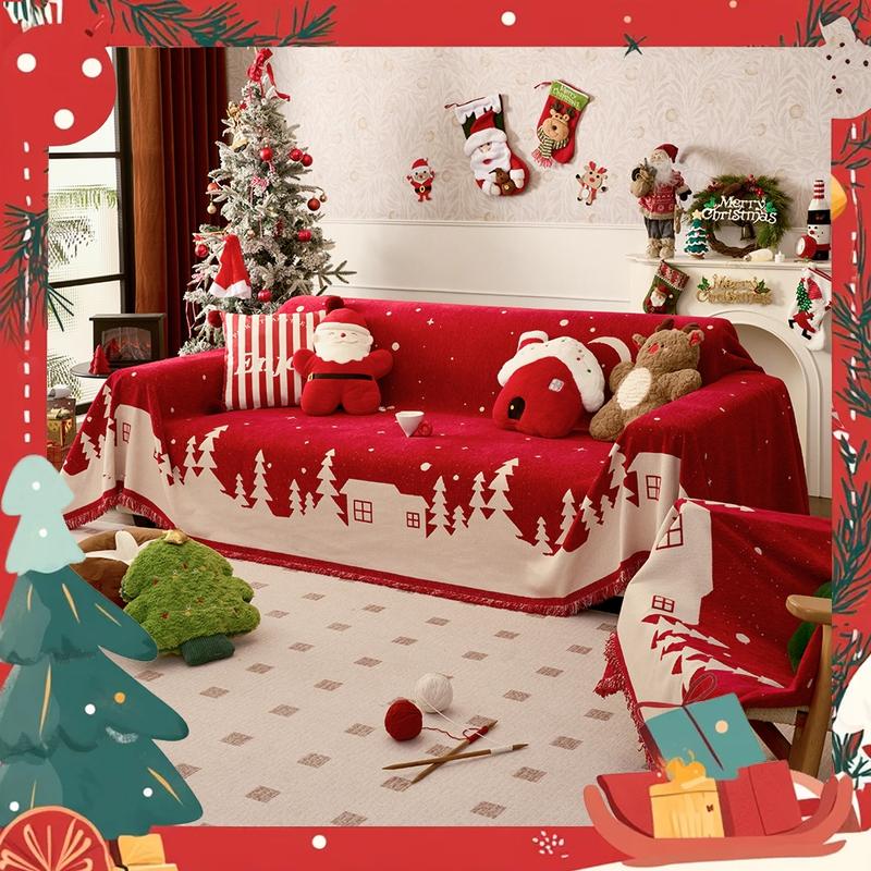Christmas's Day Dust and Cat Scratch Proof Full Cover Sofa Towel, 1 Count Can Be Used As A Shawl Cover Blanket for Sofa, Bedroom, Picnic Mat, Multi-functional Cover Towel Can Be Used in All Seasons, Sofa Couch Covers