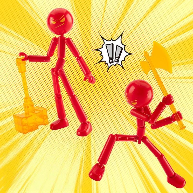 2PCS Novelty Action Figure Stickman Assembled Robot Movable 3d Printing Mannequin Multi-jointed Stickman Toy