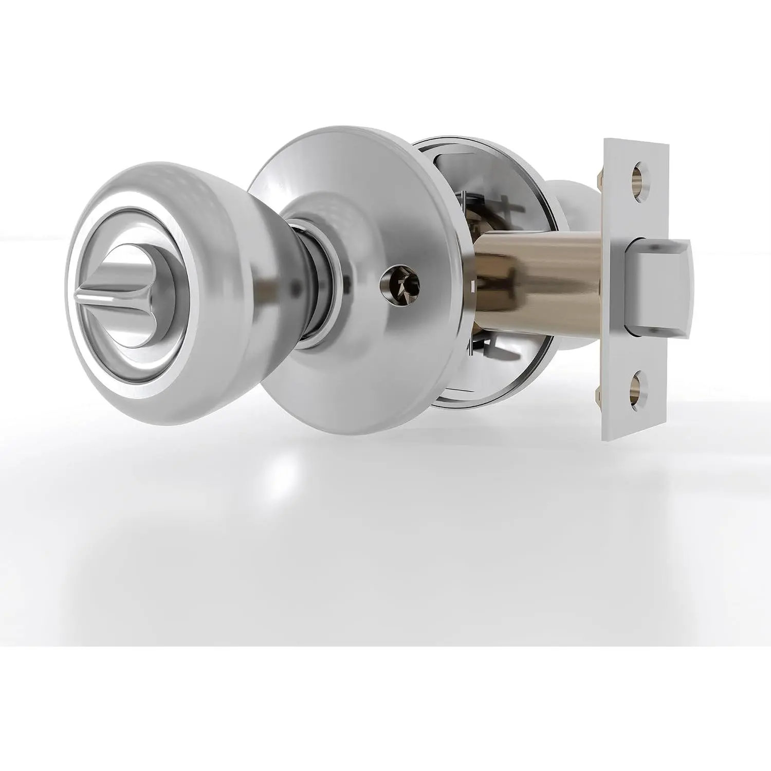 Interior  Door Knob 1 Pack Satin Nickel Keyless Door Knob Turn Lock Doorknob Hardware Handle for Bathroom and Bedroom  Rooms