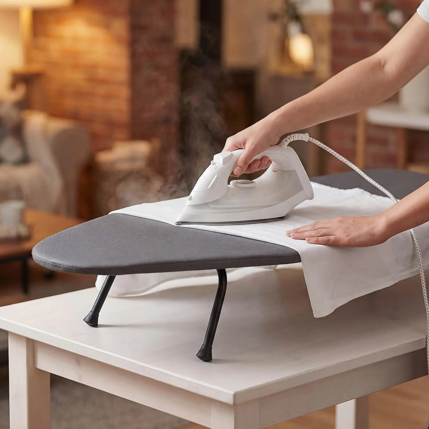 Tabletop Ironing Board Foldable Small Ironing Board with Hook Portable Ironing Board with Heat Resistant Cover Widened Board Space Saving Table for Dorm Laundry Room 31×12In