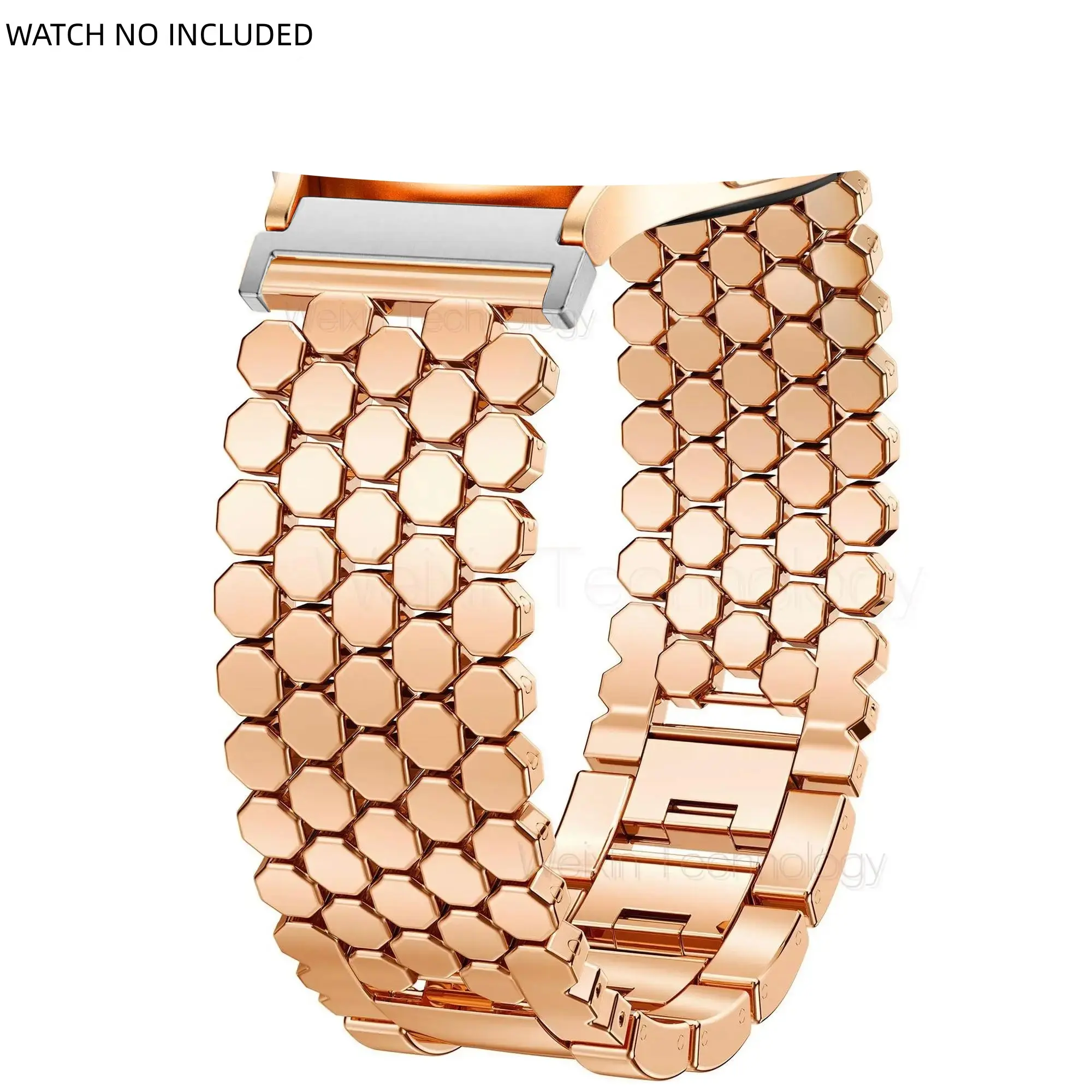 Luxury metal strap, Smart watch strap, compatible with Samsung Galaxy Watch 7 6 5 4 FE 40mm 44mm/Watch 6 Classic 43mm 47mm/Watch 5 Pro 45mm, 20mm metal gold chain honeycomb luxury chain bracelet strap tool free for men and women Smartwatch strap