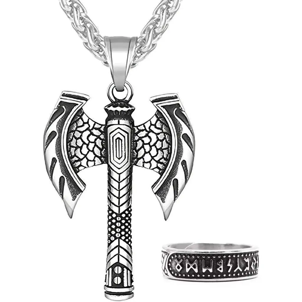 Nordic  Necklace For Men Nordic Single Sided Double Sided   Pendant Stainless Steel Keel Chain Protection