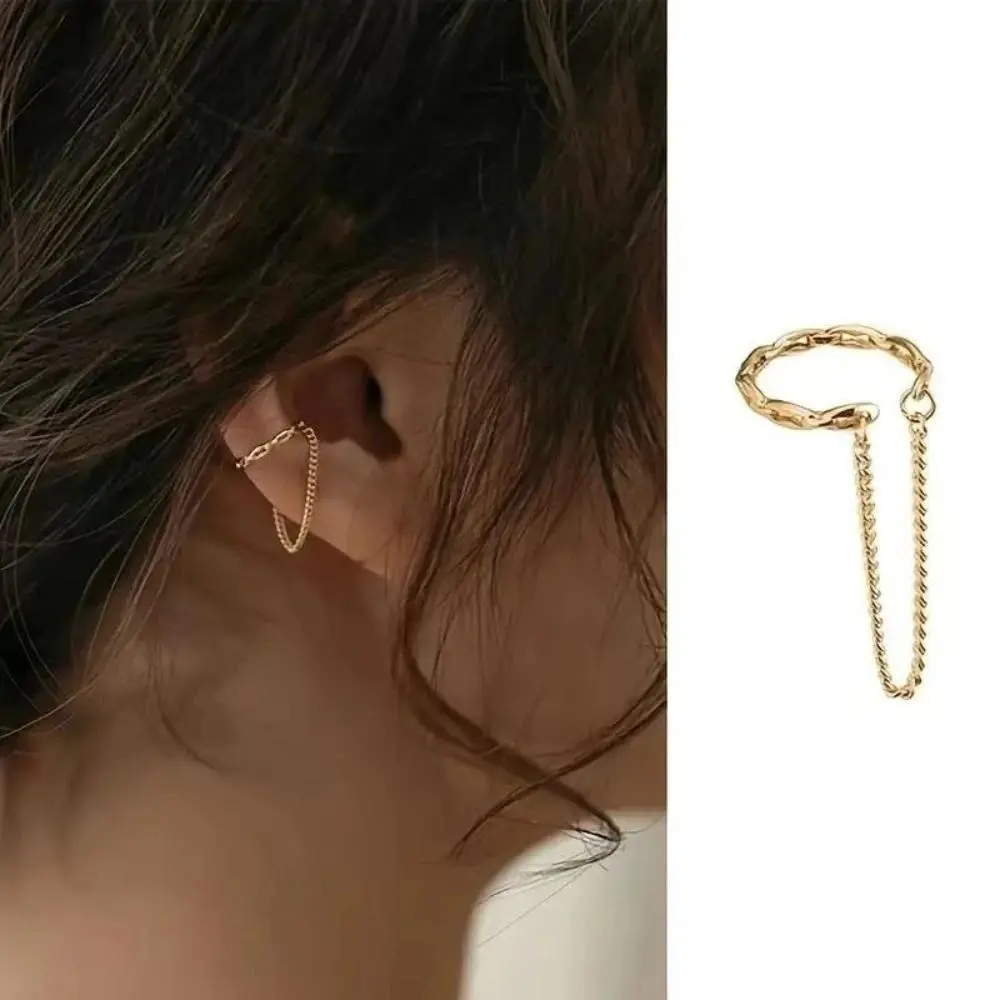 Women's Piercing-Free Fashion Ear Cuff - 1 PC Fake Piercing Chain Clip-On Costume Jewelry, Ear Cuff Earrings, Clip-On Earrings, Female, Mini Clip-On Design Earrings