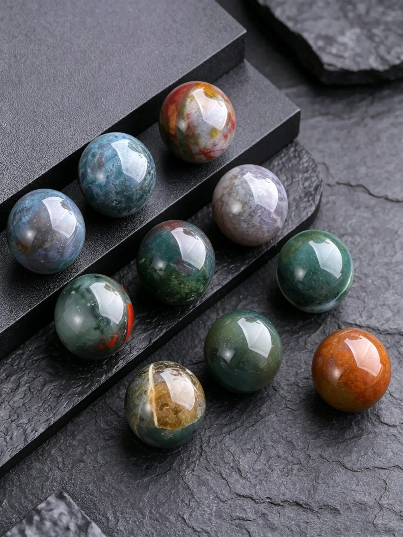 10pcs 20mm Feng Shui Balls, Natural Indian Agate Crystal Orbs, Home Decor, Party Decoration, DIY Jewelry Accessories, Garden & Fish Tank Ornament, Yoga Meditation Gift