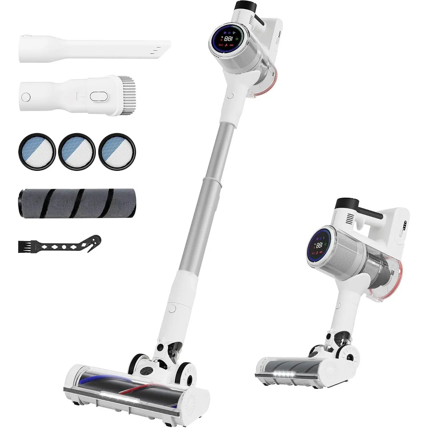 Telescopic Cordless Stick Vacuum Cleaner for  Carpet & , Auto Detect, 45kPa  Suction, 550W , 60Min Runtime Quick Rechargeable, 6 Stage Filtration System