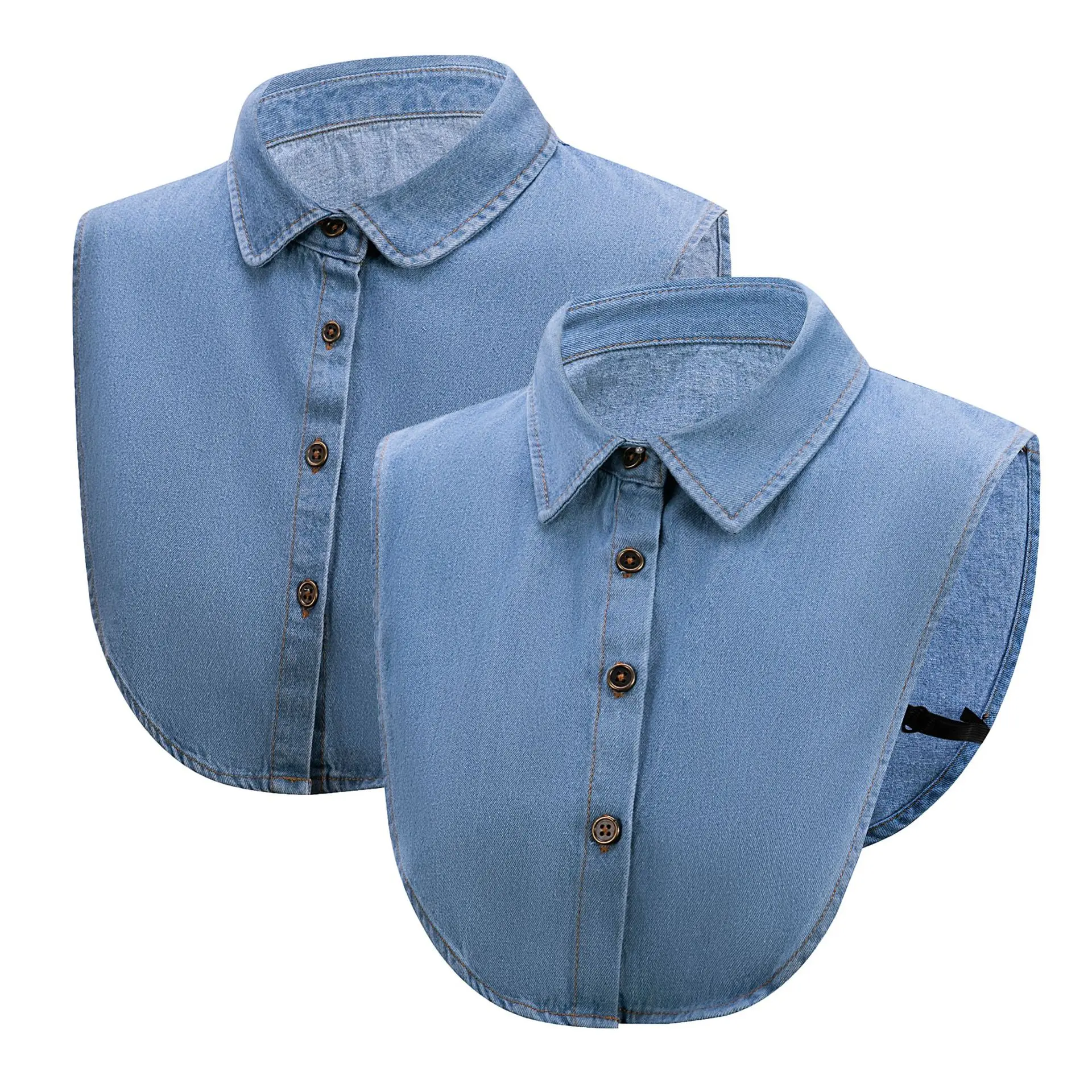 Denim Fake Collar For Women Wash Cotton Shirt Collar Detachable Decorative False Collar For Sweater Jacket Blouse Fashion Clothing Accessory