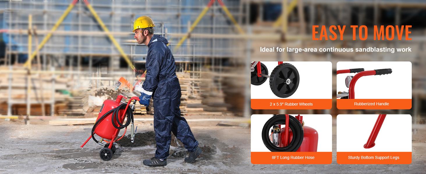 TikTokShopBlackFridaySand Blaster VEVOR 10Gal Pot Sandblaster, 125 Psi Pressure Sand Blasting Complete Kit for Paint, Stain, Rust Removal and Special Surface Treatment of Material