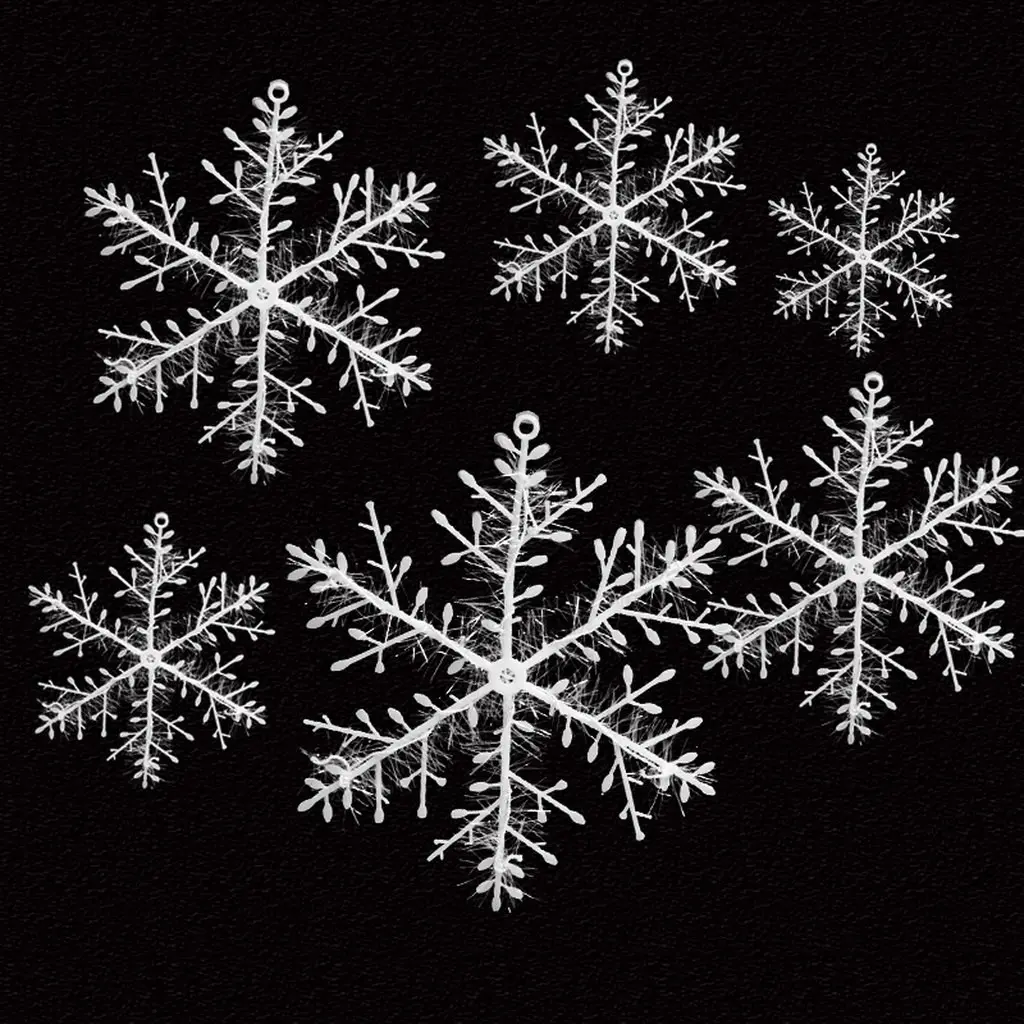 (6pcs/bag) 27cm 18cm 12cm Plastic Artificial Snowflake, Christmas Decoration, Home Handmade Crafts, Wedding Party Decorations