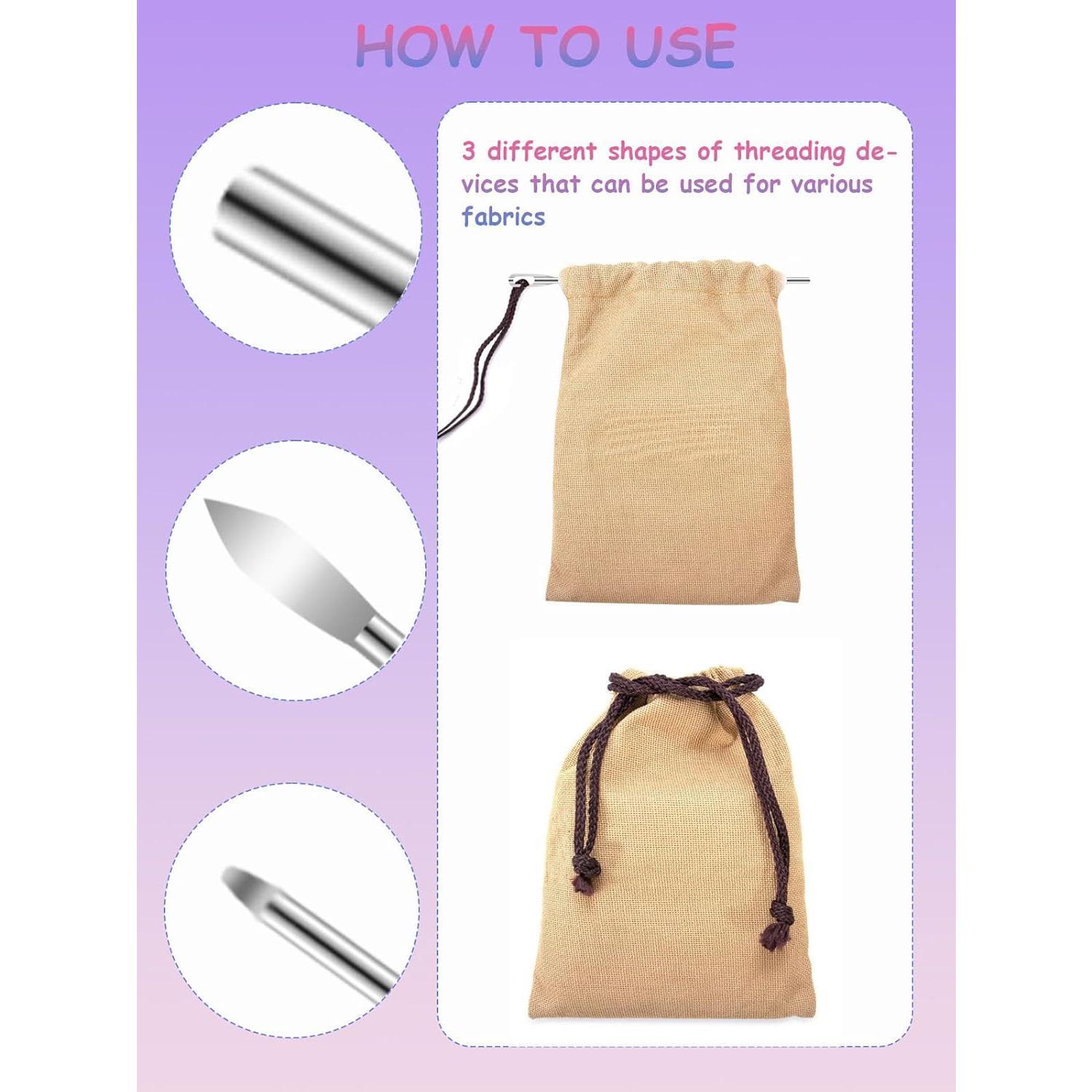 Drawstring Threader Set,9Pcs Drawstring Threader Tool Flexible Drawstring Threaders,Stainless Steel Drawstring Threader,Bodkin DIY Rope Threader Clip,Loop Turner String Threader for Hoodie,Pants