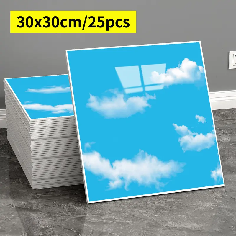 25Pcs 30x30cm Ceiling Self-Adhesive Wall Sticker, Waterproof Moisture-Proof, Kitchen Bathroom Scuff Cover Ceiling, Instant Renewal.