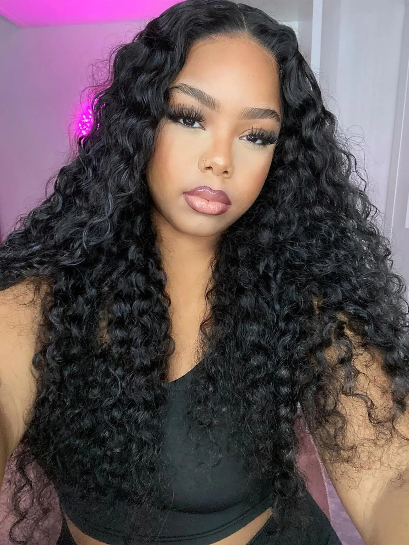 23 Inch Long Curly Lace Front Wigs for Women, Natural Fluffy Wigs without Bangs, Synthetic Lace Front Wigs for Party, Daily Hairstyle Ideas