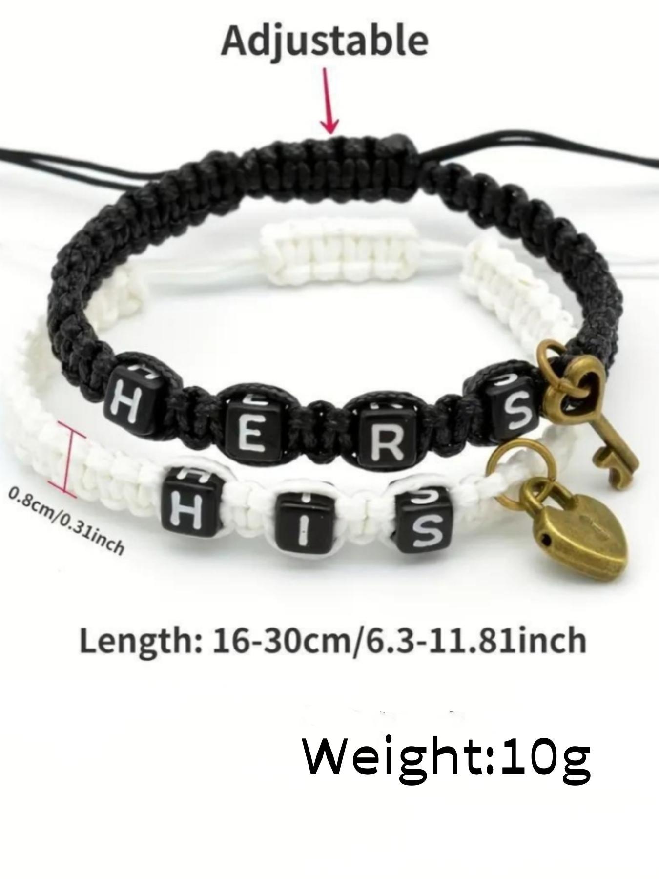 Couple Bracelet, Fashionable Letter Pattern Braided Bracelet for Women & Men, Trendy All-match & Exquisite for Birthday Gift, Personalized