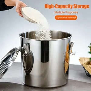 55 Gallon Food Grade Sealed Bucket Double Handle Moisture Proof Leak Proof Flour Coffee Oil Tea Storage Container for Kitchen Restaurant Hotel