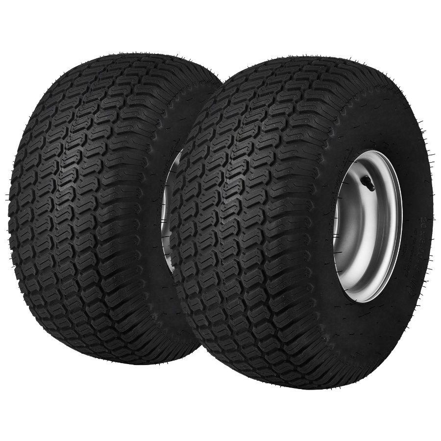 VEVOR Lawn Mower Tires with Rim, 20x8-8 Tubeless Tractor Tires, 2-Pack Tire and Wheel Assembly, S-Turf Pneumatic Tires with 3.5 Offset Hub and 3/4 Bushing Size, for Riding Mowers Lawn Tractors
