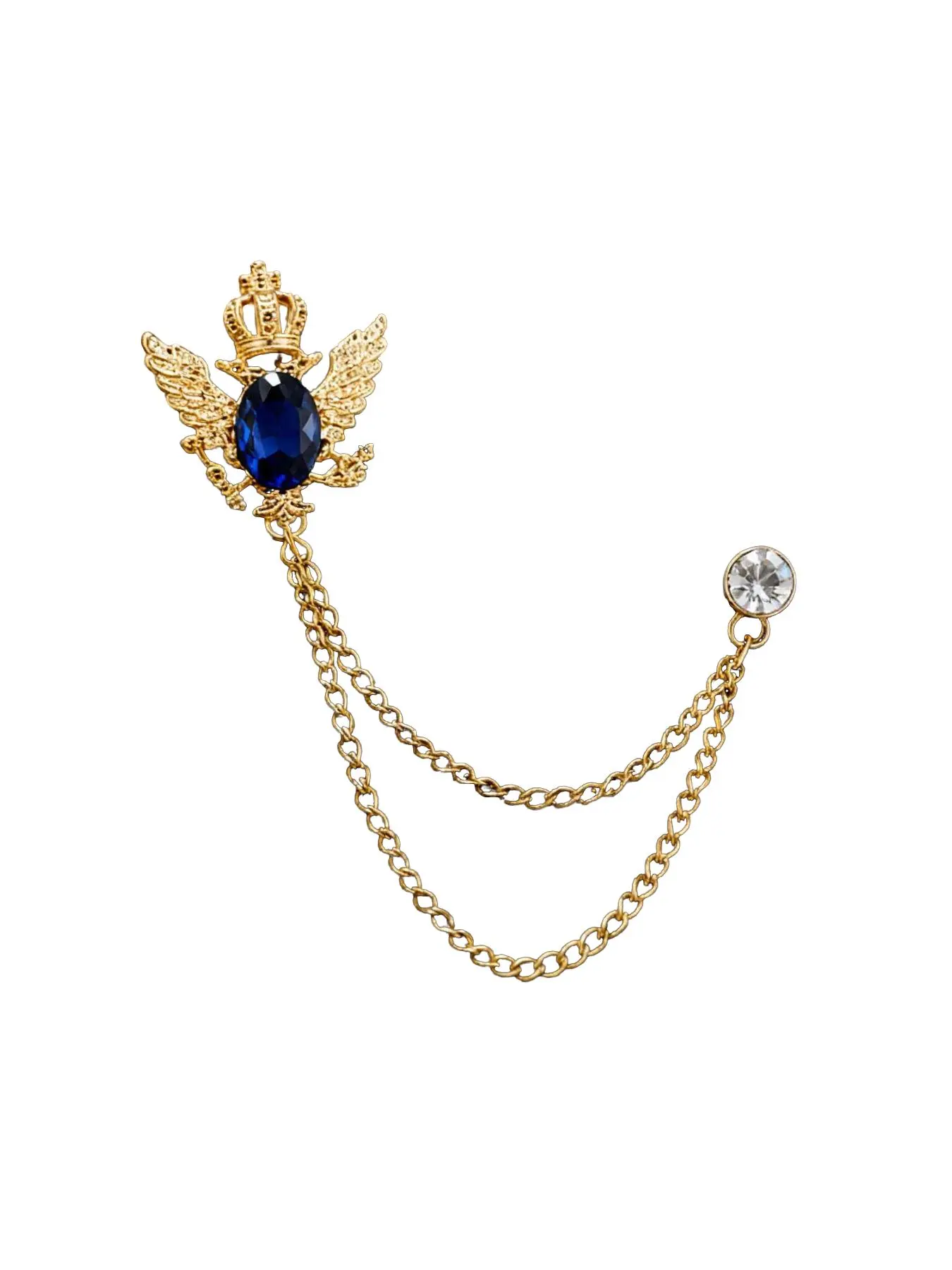 Korean Trendy Brooch for Women, Vintage British Style Large Lapel Pin, Eagle Crown Shield Badge Suit Decorative Jewelry