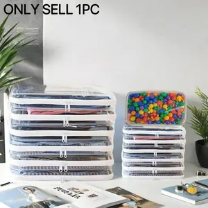 Clear Storage Box Set, Large Capacity Zipper Organizer, Durable Storage Organizer, Portable Storage Box for Skincare, Clothes, Books, Travel Essential Gift, Plastic Foldable Storage Bins, Clothes Storage Chest