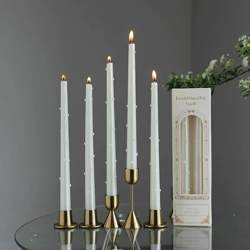 2-Pack Pearl Long Stick Aromatherapy Candles, Hotel Atmosphere Desk Decor, Romantic Smokeless Pearl Candles, Home Decoration for Night, Valentine's Day, Wedding Anniversary, Birthday Party