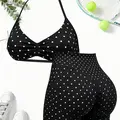 【Black Friday】Women's Seamless 2-Piece Set, High-Waisted Shorts & Halter Neck Sports Bra, Workout Outfit, Sportswear for Yoga and Fitness, Activewear for Women