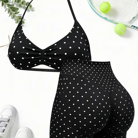 【Black Friday】Women's Seamless 2-Piece Set, High-Waisted Shorts & Halter Neck Sports Bra, Workout Outfit, Sportswear for Yoga and Fitness, Activewear for Women