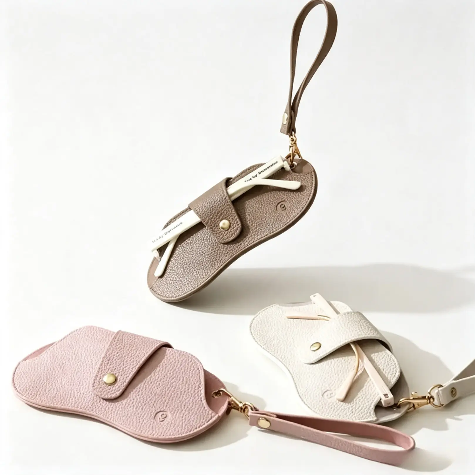 Lychee Grain Pu Leather Glasses Storage Pouch, Portable Sunglasses Holder With Wrist Strap, Snap Button Eyeglass Case For Handbag, Ideal For Daily Commute, Travel And Outdoor Activities