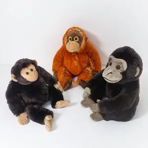 High Quality Gorilla Plush Toys Stuffed Lifelike Sitting Pose Monkey Orangutan Doll Warm Cuddly Children Companion Animal