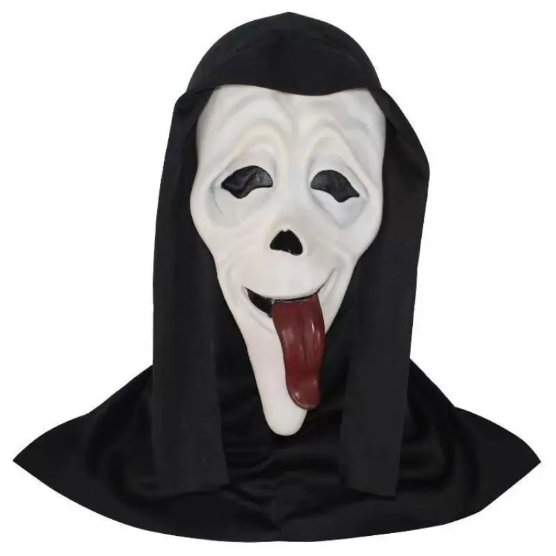 1pc Horror Long Tongue Ghost Mask, Natural Latex Full Face Mask, Prank Props, Role Play Photo Props, Party Fun Items, Stage Performance Accessories