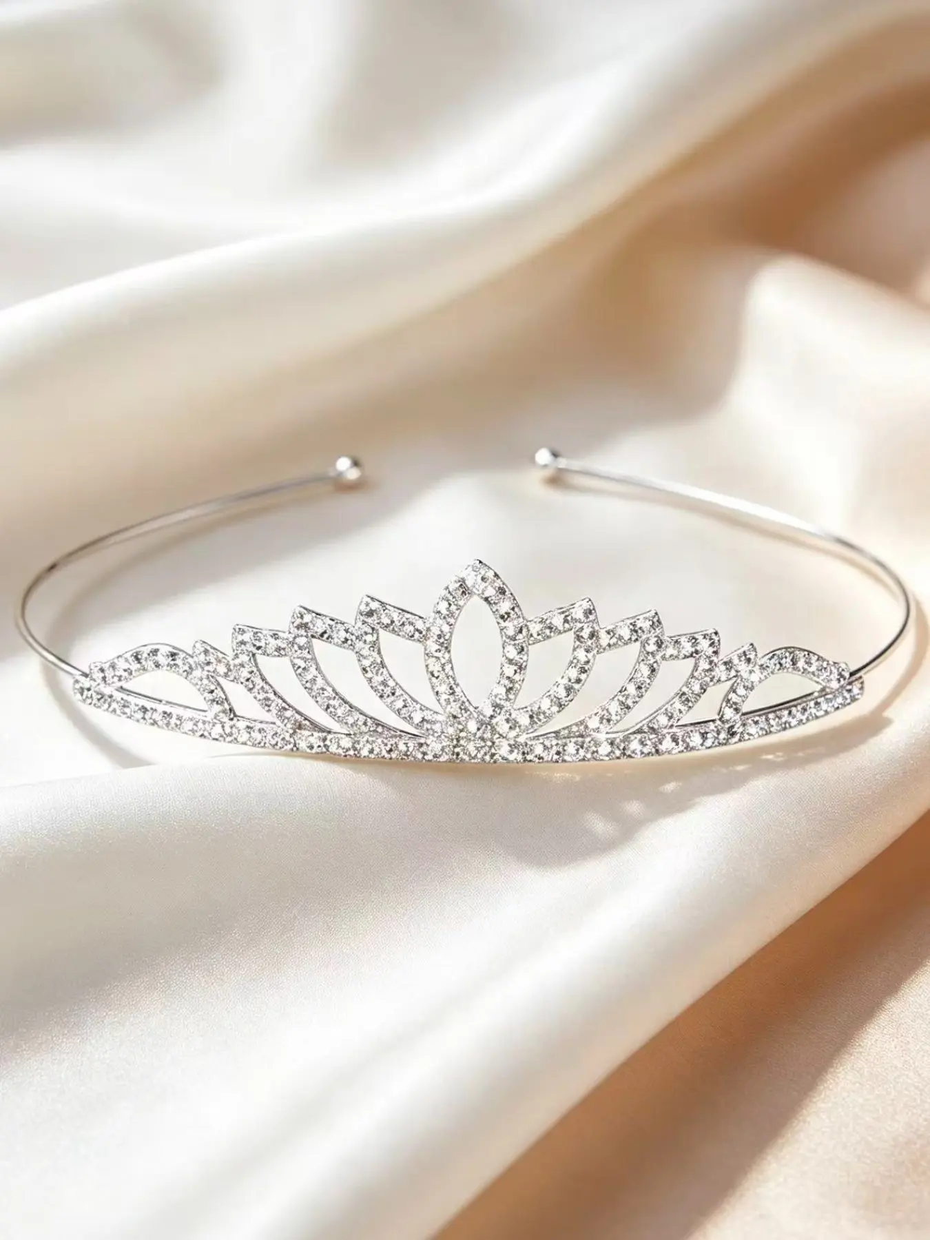 Silver Crystal Princess Crown, Sparkling Rhinestone Wedding Hairband, Elegant Birthday Party Headpiece for Women