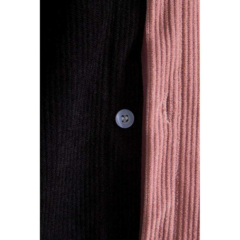 Men's corduroy color-block short-sleeve shirt, casual button-up shirt with chest pocket, vintage summer street style, soft and breathable, suitable for everyday wear