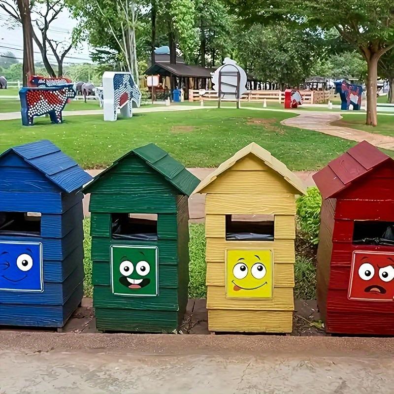 4pcs Interesting Cartoon Face Stickers, Self-Adhesive One-Time Use, for Bathroom Trash Can Refrigerator Decor