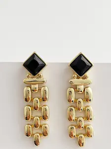 Vintage Zircon Metal Braided Long Earrings, Copper Material, Hollow Out Design, Evening Party Jewelry, Girlfriend Birthday Gift