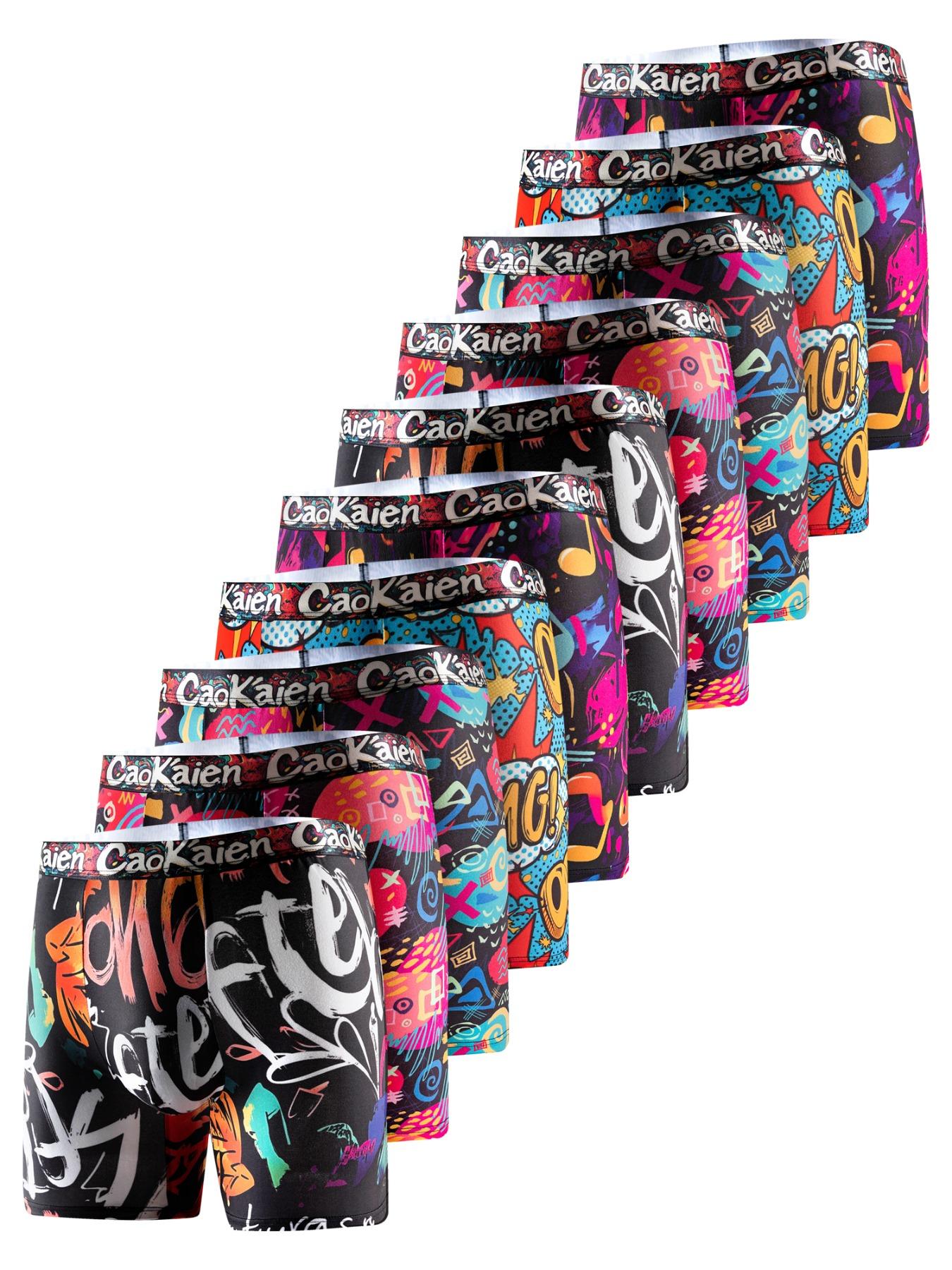 Men's All Over Print Boxer Brief, Breathable Comfy Underwear for Daily Wear, Casual Men's Underwear for All Seasons