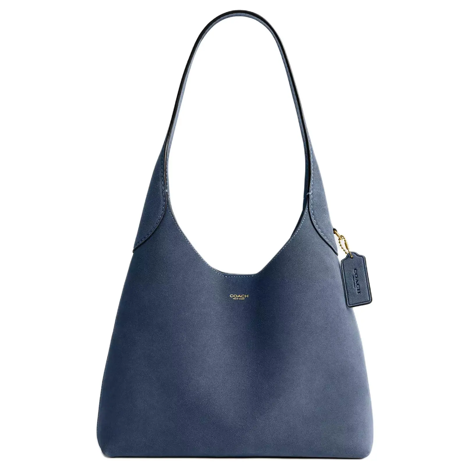 COACH Brooklyn 28 Small Crossbody Bag for Women, Gold-Embossed Leather, Denim Blue