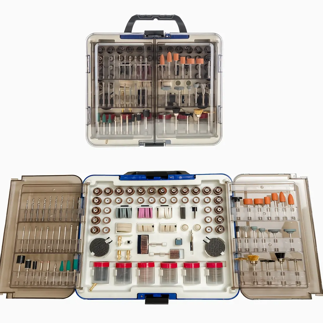 515pcs Power Rotary Tool Bit Set with 1/8"(3.2mm) Diameter Universal Shank, Steel&Plastic Bits for Sanding, Drilling, Polishing, Drill Polish Carve Tasks