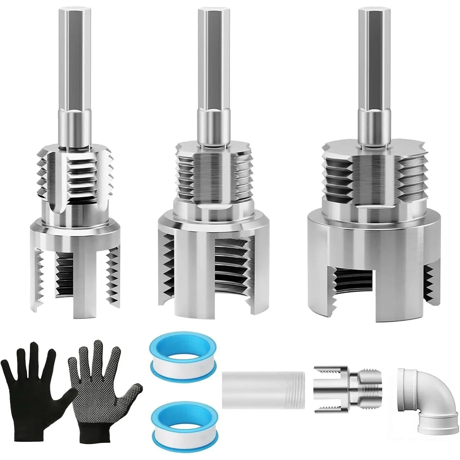 3 count PVC Pipe Threader Set(1/2"+3/4"+1"), Internal External  Tool