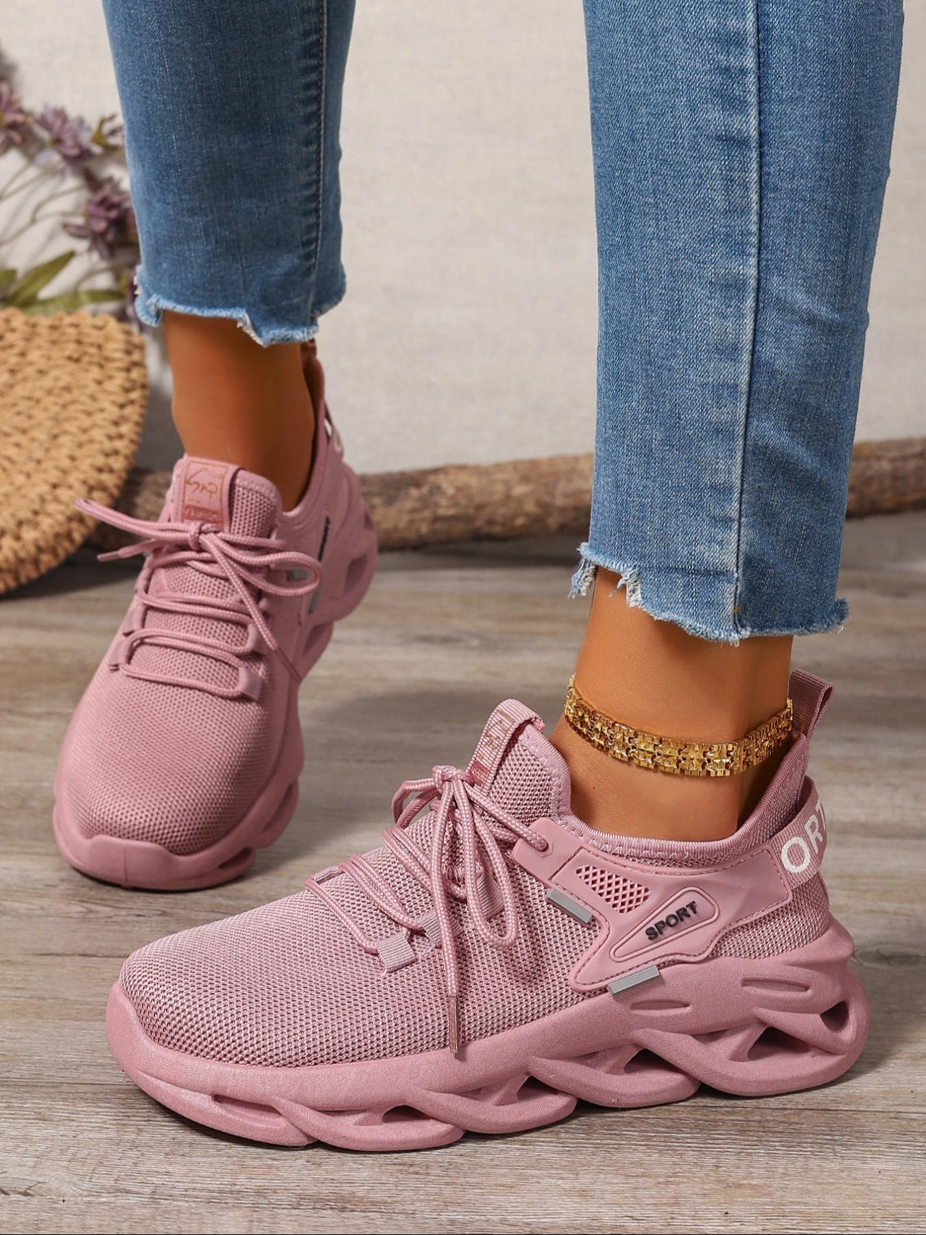 Women's Fashionable Lace Up Low Top Sneakers, Casual Comfortable Breathable Sports Running Shoes, All-match Round Toe Chunky Sneakers for Daily Life, Sporty Running Shoes