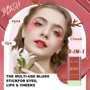 Ikzee Multifunctional Blush Stick (6 Colors), Eye Lip Cheek Trio, Rotating Design, Smooth Texture, Lightweight, Portable Packaging