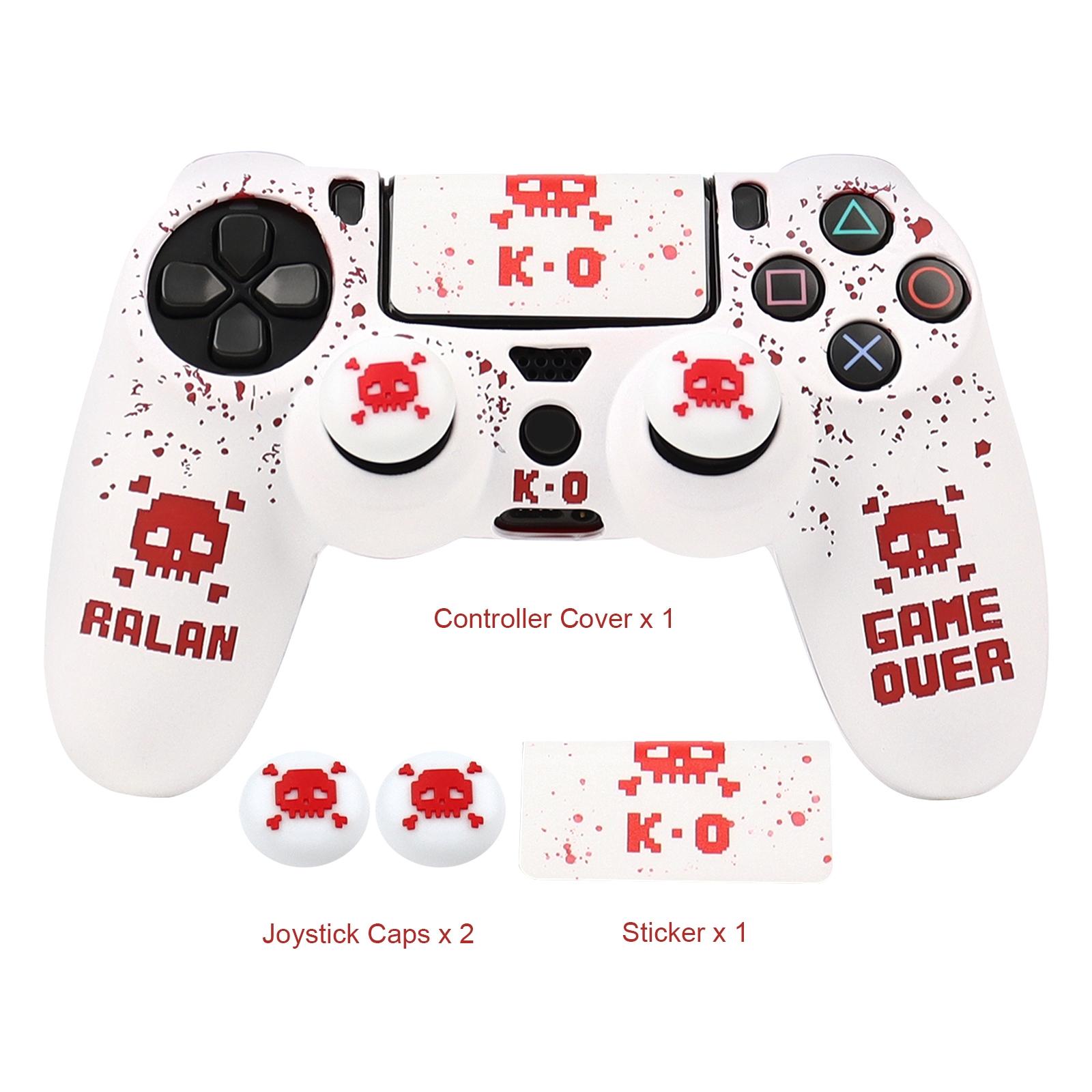 RALAN Silicone Game Controller Protective Case Cover with 2 Thumb Grip Cap & 1 Touch Screen Sticker, Game Controller Protector, Console Accessories for PS4