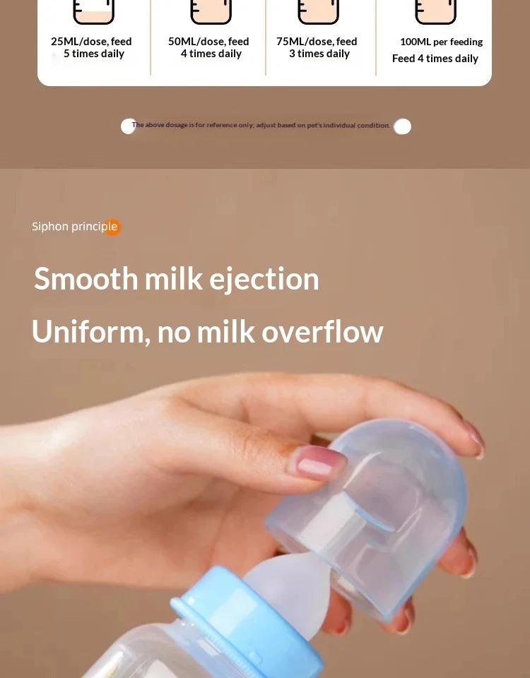 OEM Baby Bottle for Newborn Kittens & Puppies PP Food Grade Silicone Feeder with Cartoon Animal Print Nipple Cat Supplies